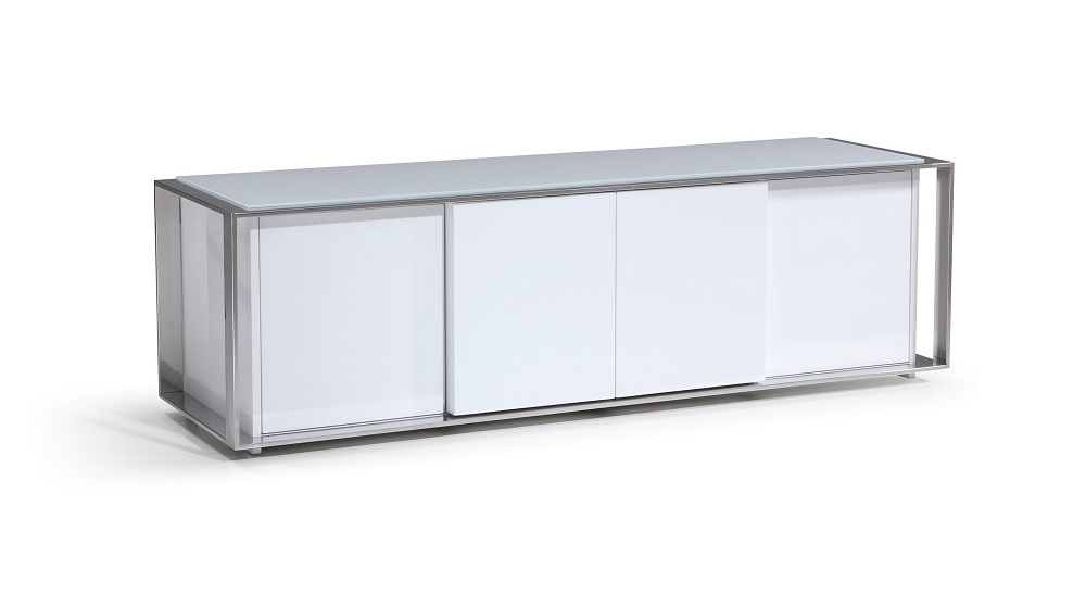 Unique Designed Contemporary White TV Entertainment Unit - Click Image to Close