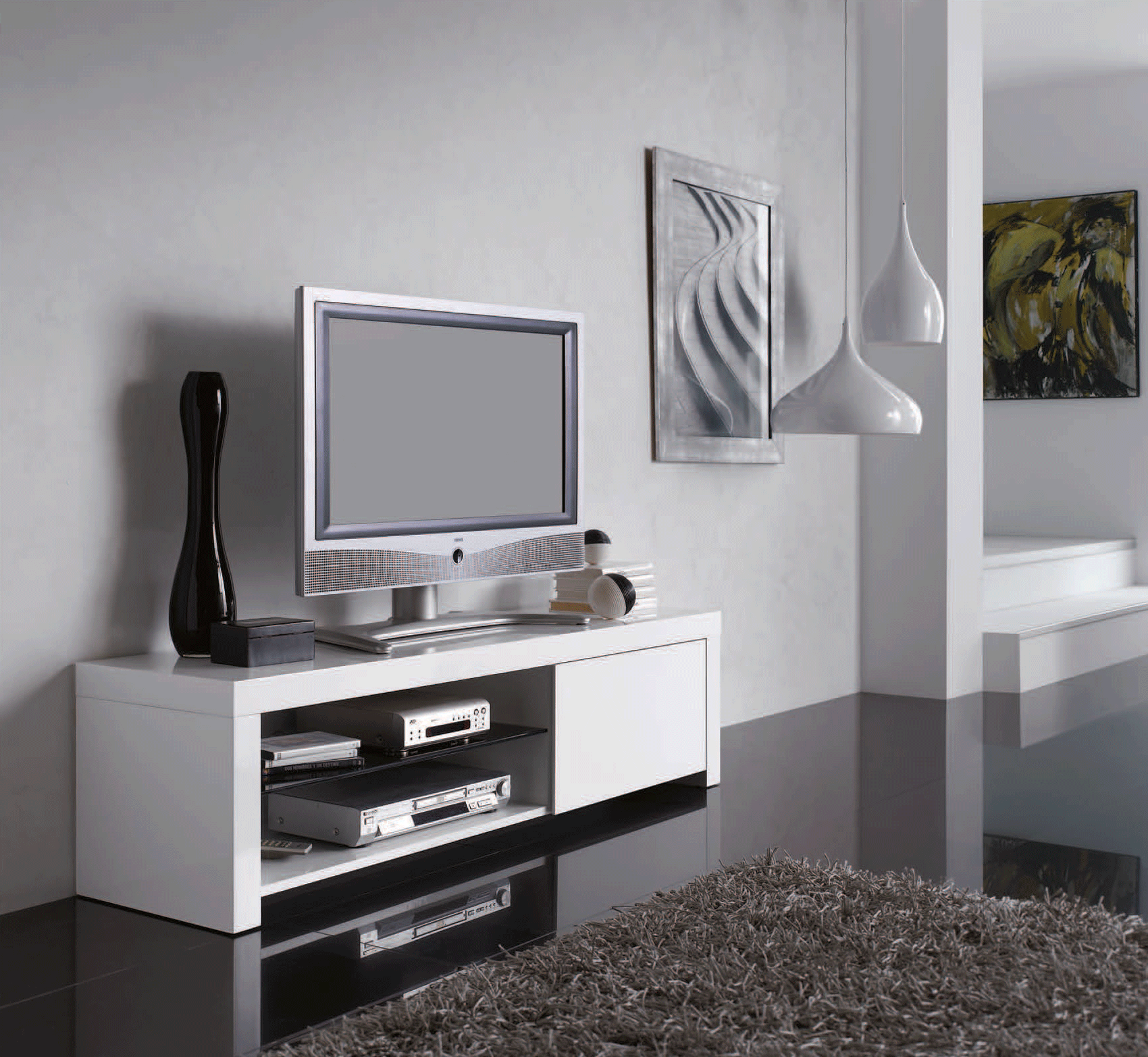 White Wooden TV Stand for Living Room