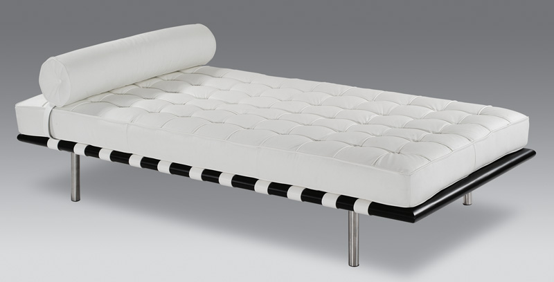 Contemporary Design Full Leather Black or White Day Bed - Click Image to Close