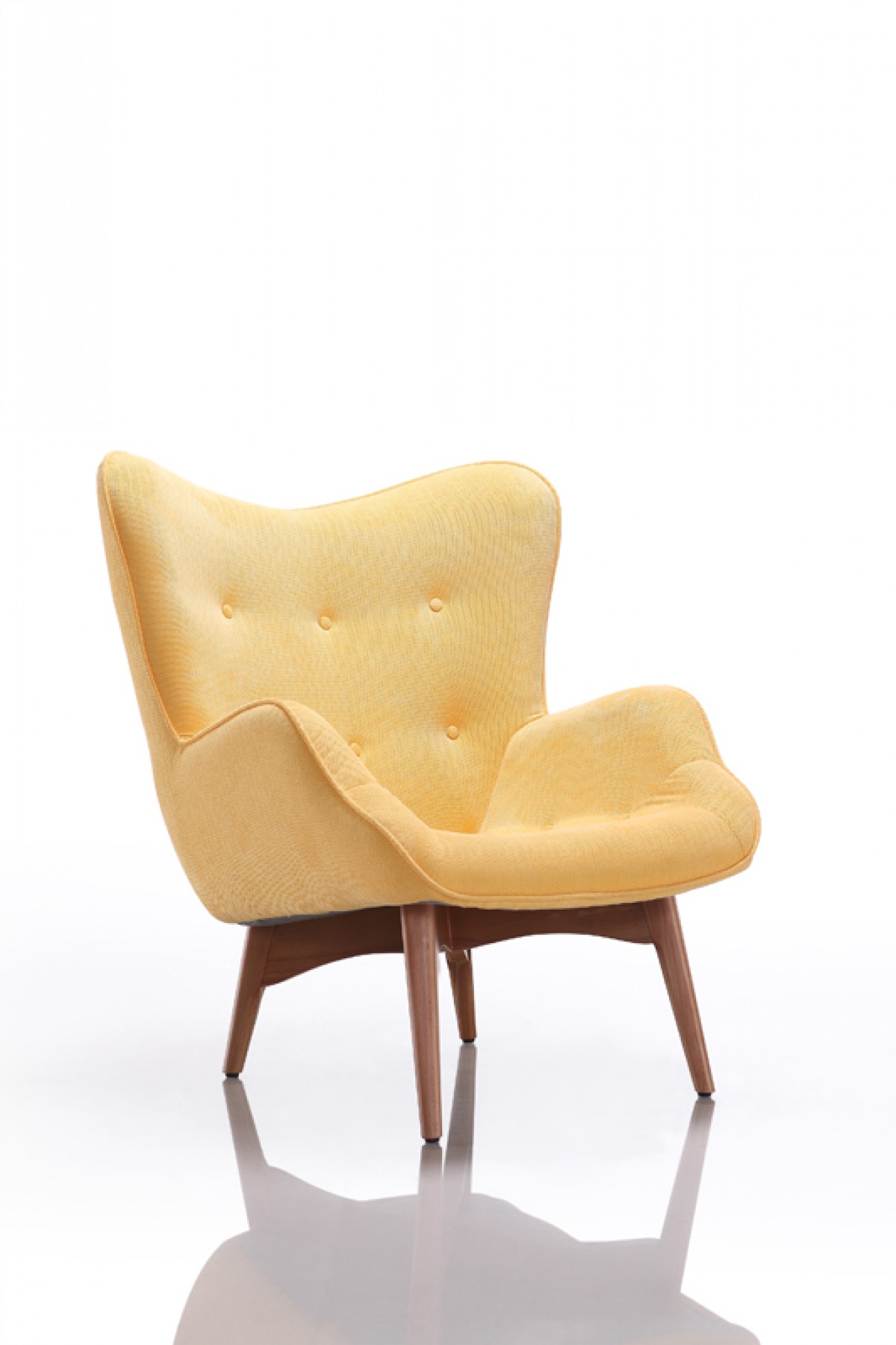 Cozy Yellow Fabric Chair with Ottoman - Click Image to Close