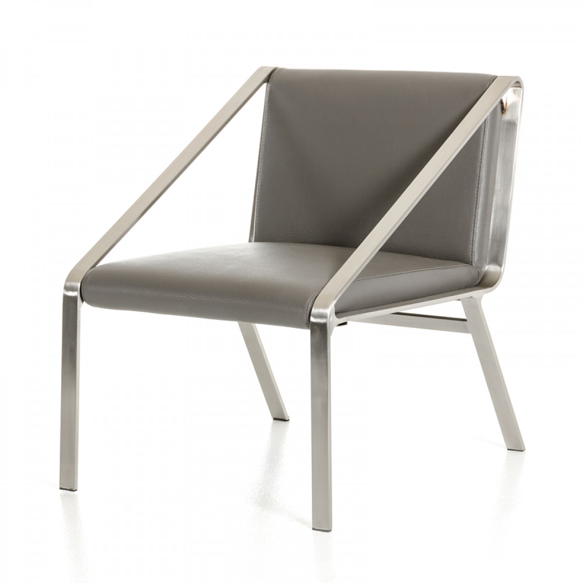 Modern Gray Bonded Leather Stainless Steel Base Chair - Click Image to Close