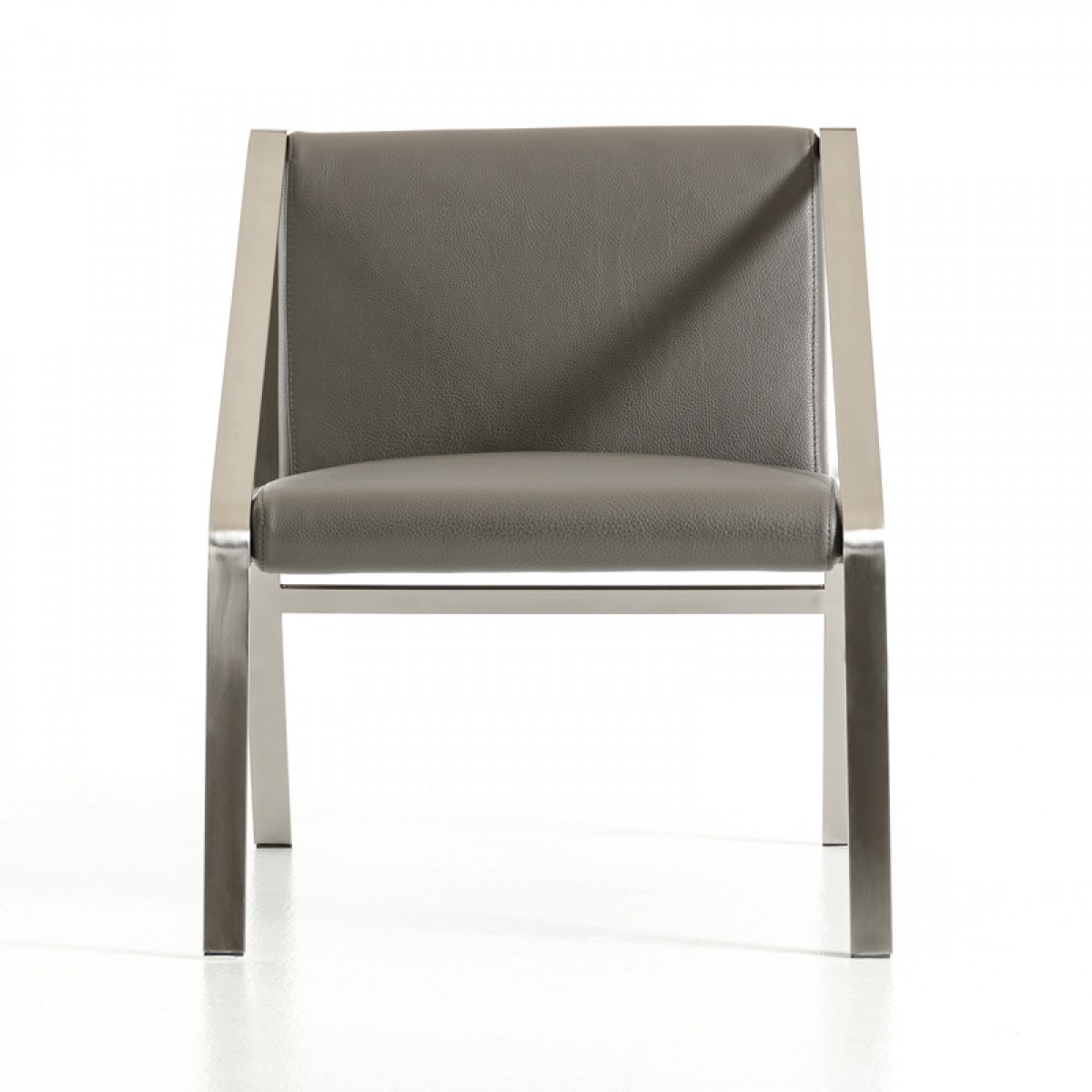 Modern Gray Bonded Leather Stainless Steel Base Chair - Click Image to Close