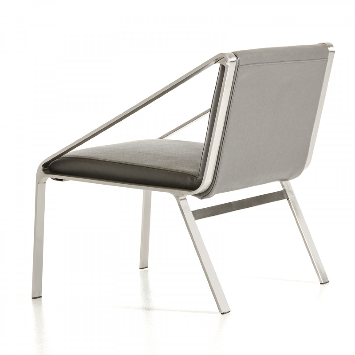 Modern Gray Bonded Leather Stainless Steel Base Chair - Click Image to Close