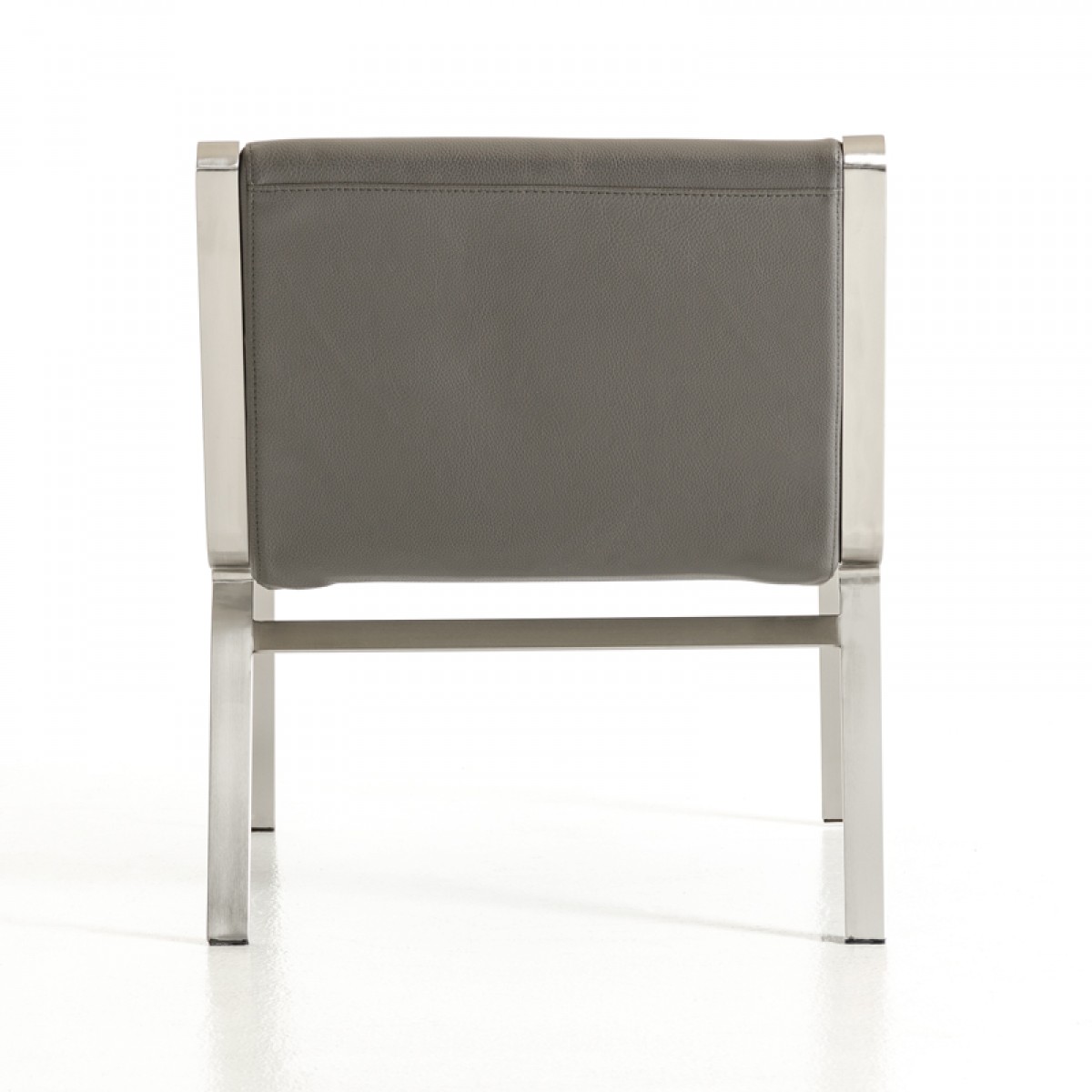 Modern Gray Bonded Leather Stainless Steel Base Chair - Click Image to Close