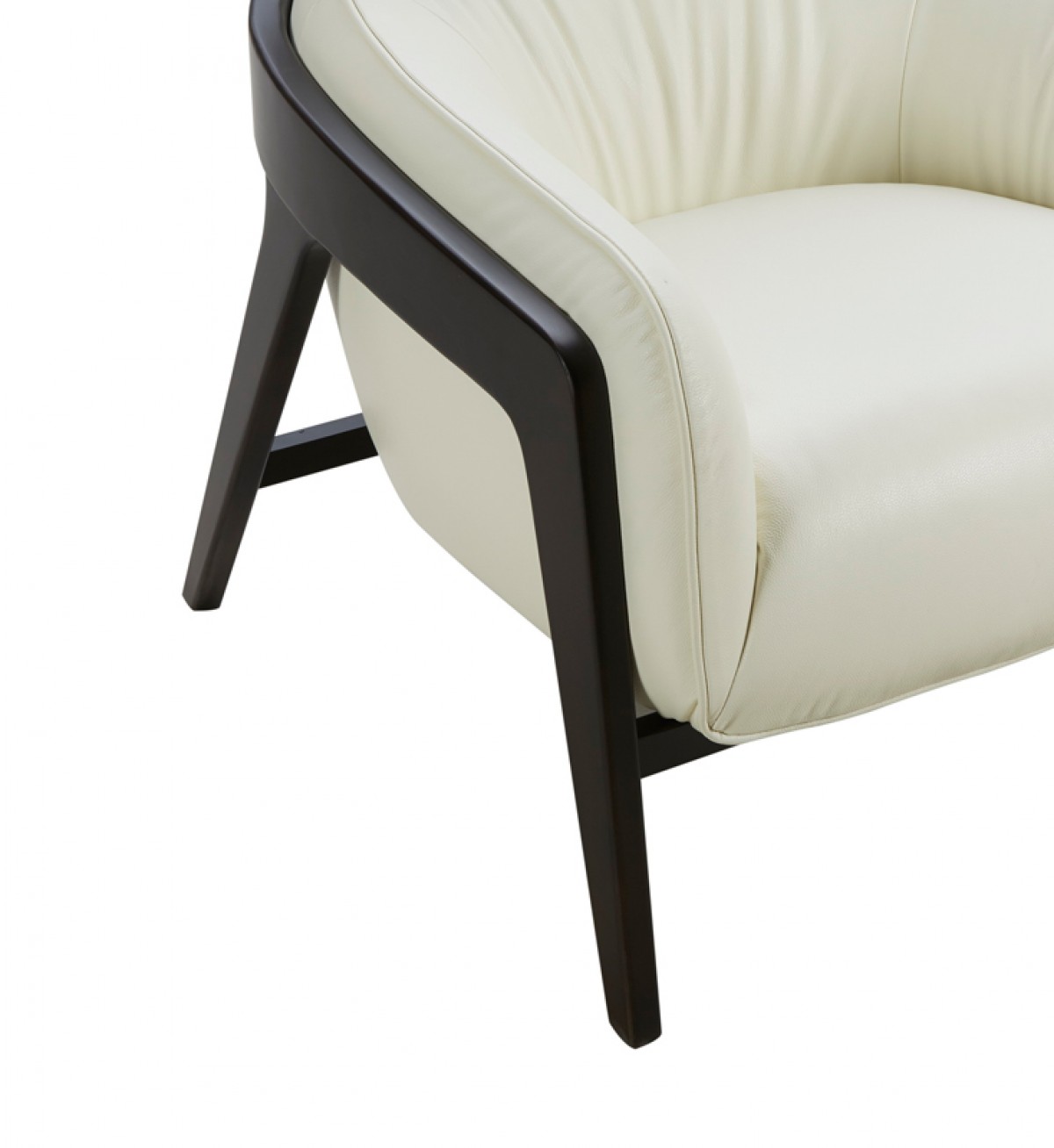 Modern White Leather Accent Chair With Dark Wood Legs Virginia Beach