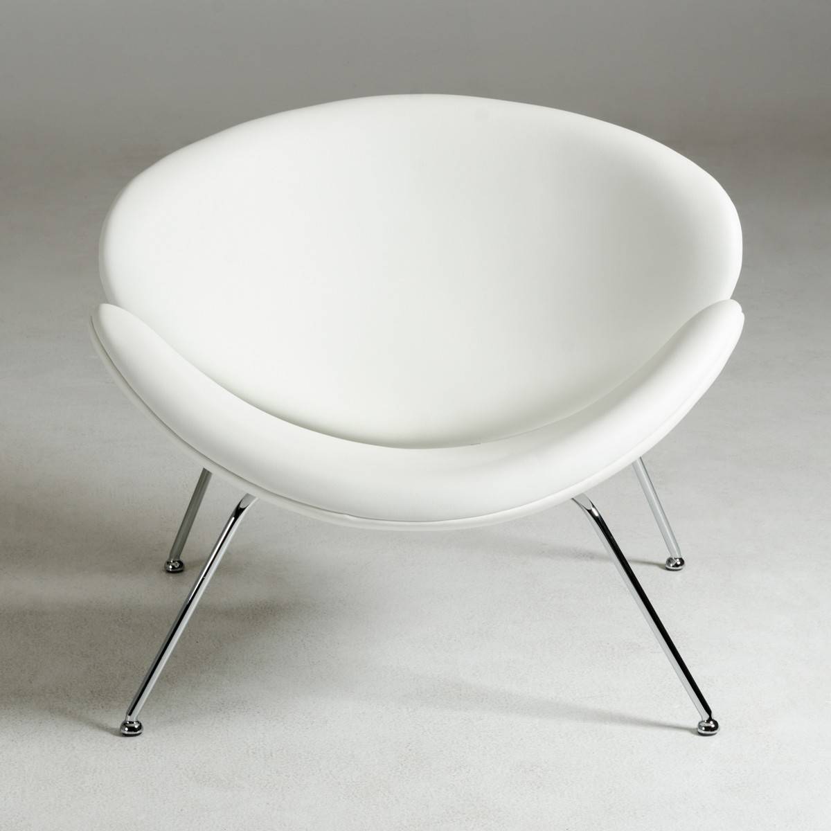 Contemporary White Leatherette Stainless Steel Legs Chair - Click Image to Close