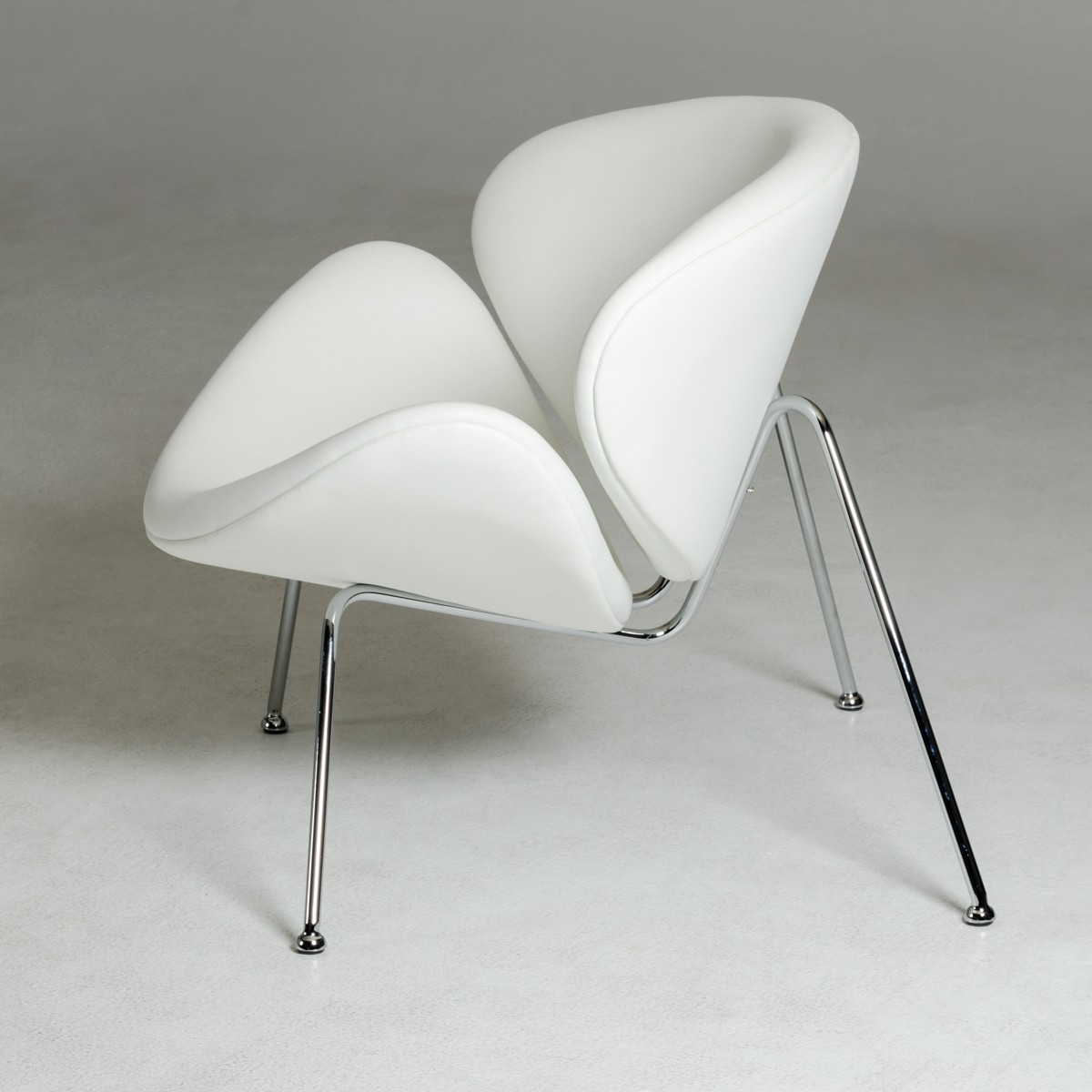 Contemporary White Leatherette Stainless Steel Legs Chair