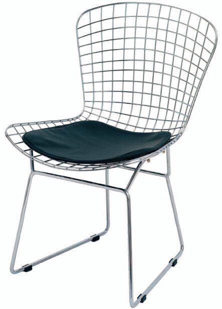 Solid Steel Wire Chair with Leatherette Cushion Harry Bertoia - Click Image to Close