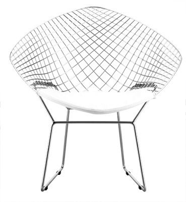 Solid Steel Net Chair in Black or White with Leatherette Cushion - Click Image to Close