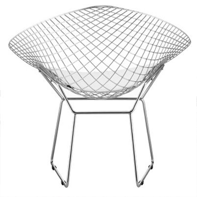 Solid Steel Net Chair in Black or White with Leatherette Cushion - Click Image to Close