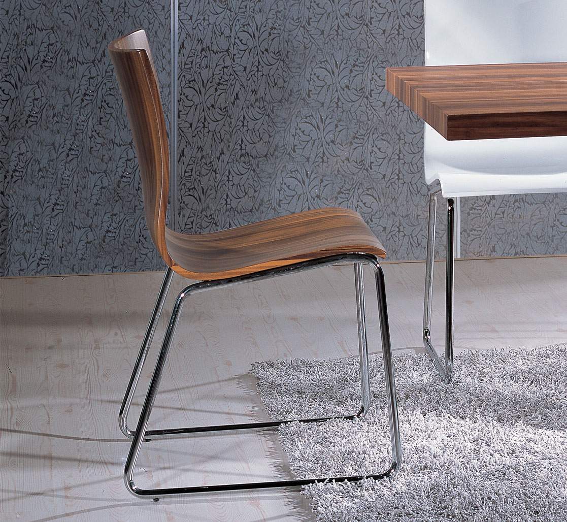 Brown Dining Chair in Natural Brown Colors and Chrome Base - Click Image to Close