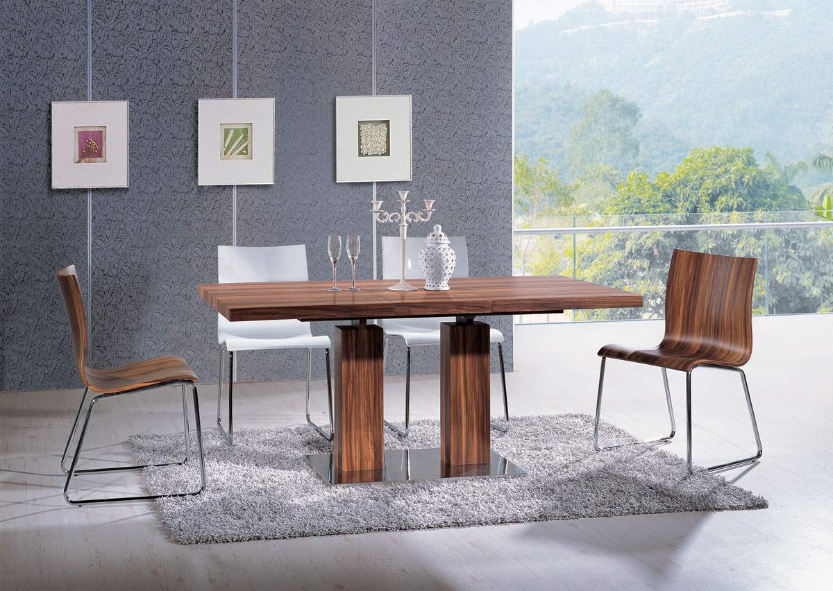 Brown Dining Chair in Natural Brown Colors and Chrome Base - Click Image to Close
