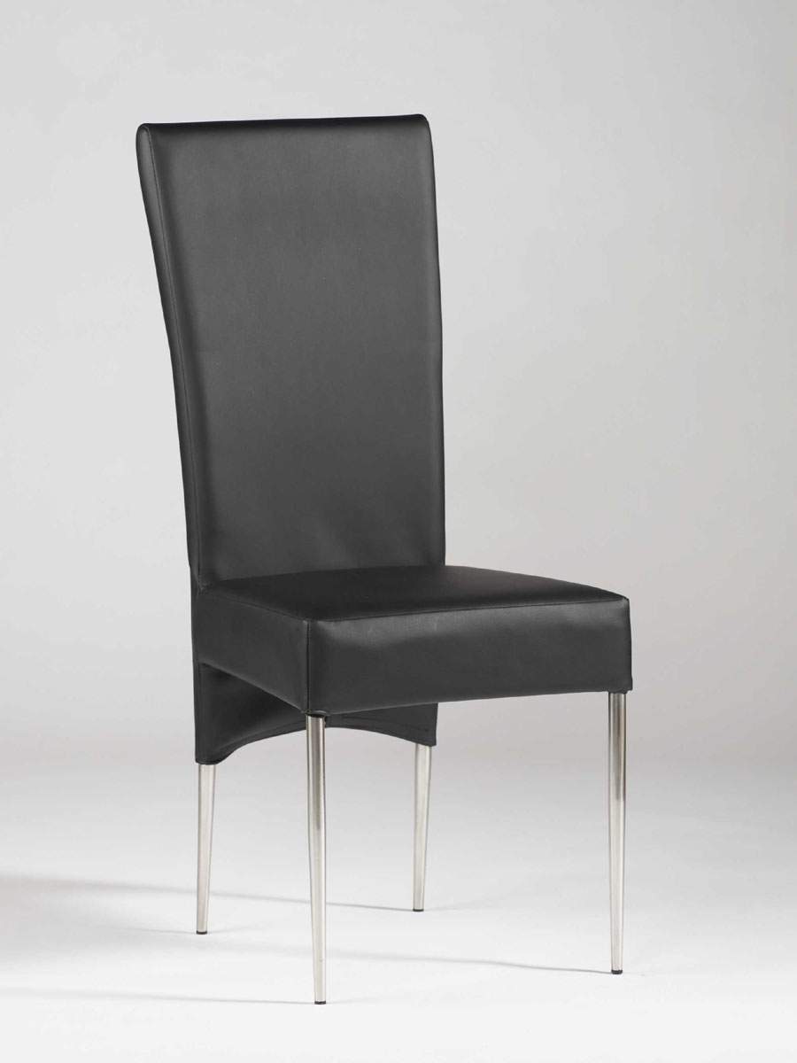 Modern black leather discount dining chairs