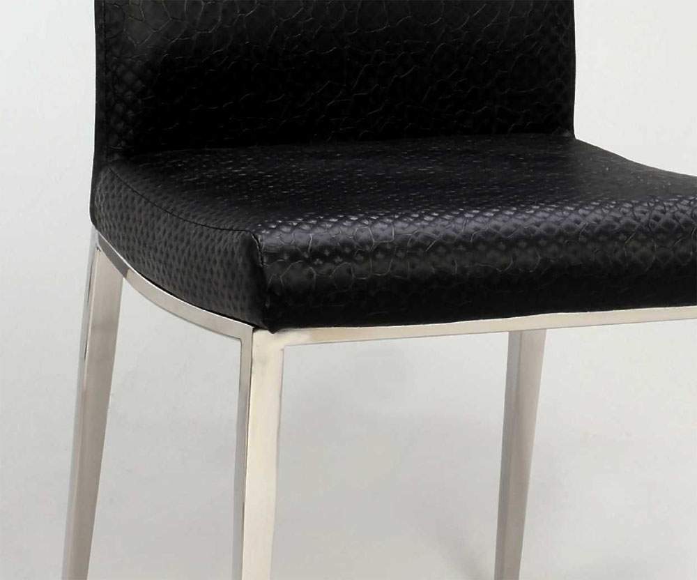 Dining Chair Covered in Reptile Black Leather - Click Image to Close