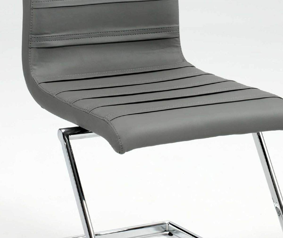 Contemporary Dark Grey Leather Dining Chair with Chrome Z Shape Legs - Click Image to Close