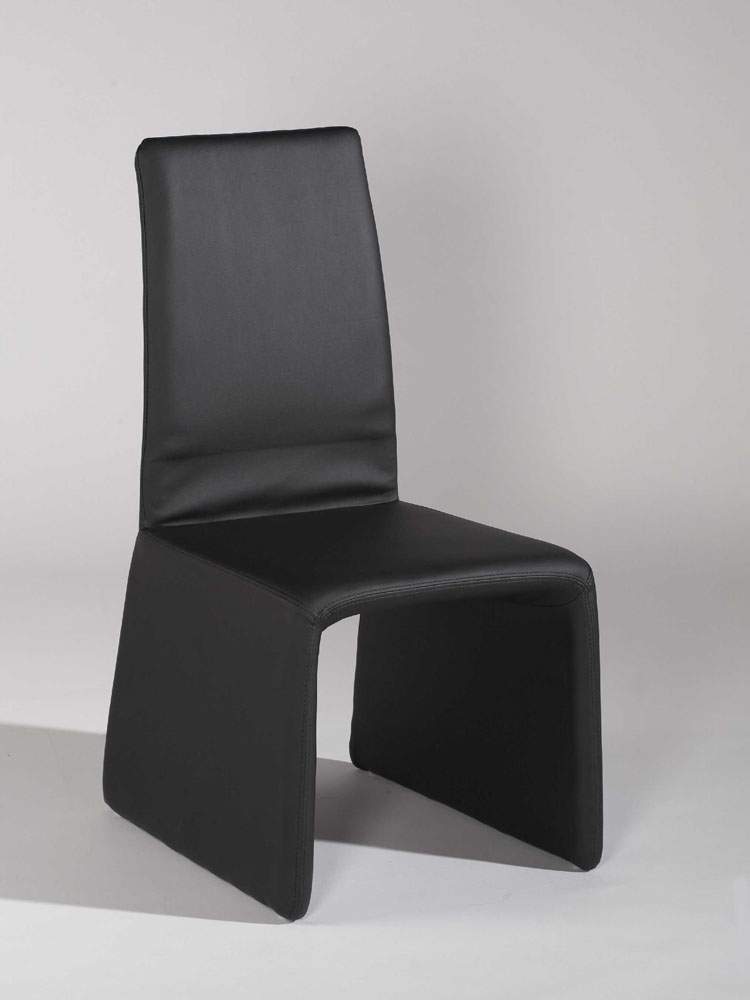 Leather Contemporary Dining Chair with U Shape Base in White or Black - Click Image to Close