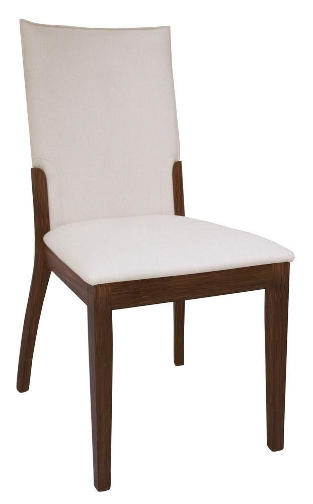 Cream Leather Upholstered Dark Walnut Hardwood Chairs San 