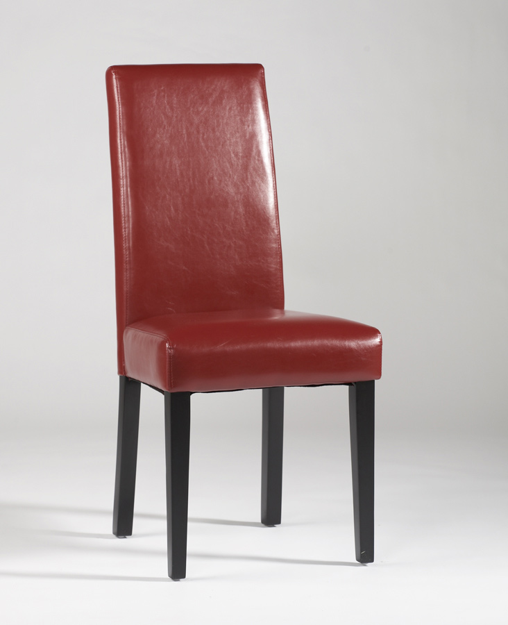 Red or Black Leather Chairs with Straight Back