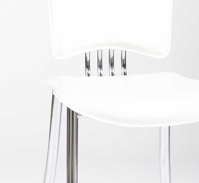 White or Black Leather Dining Chairs with Chrome Legs and High Back - Click Image to Close