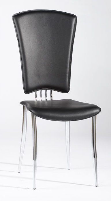 White or Black Leather Dining Chairs with Chrome Legs and High Back - Click Image to Close