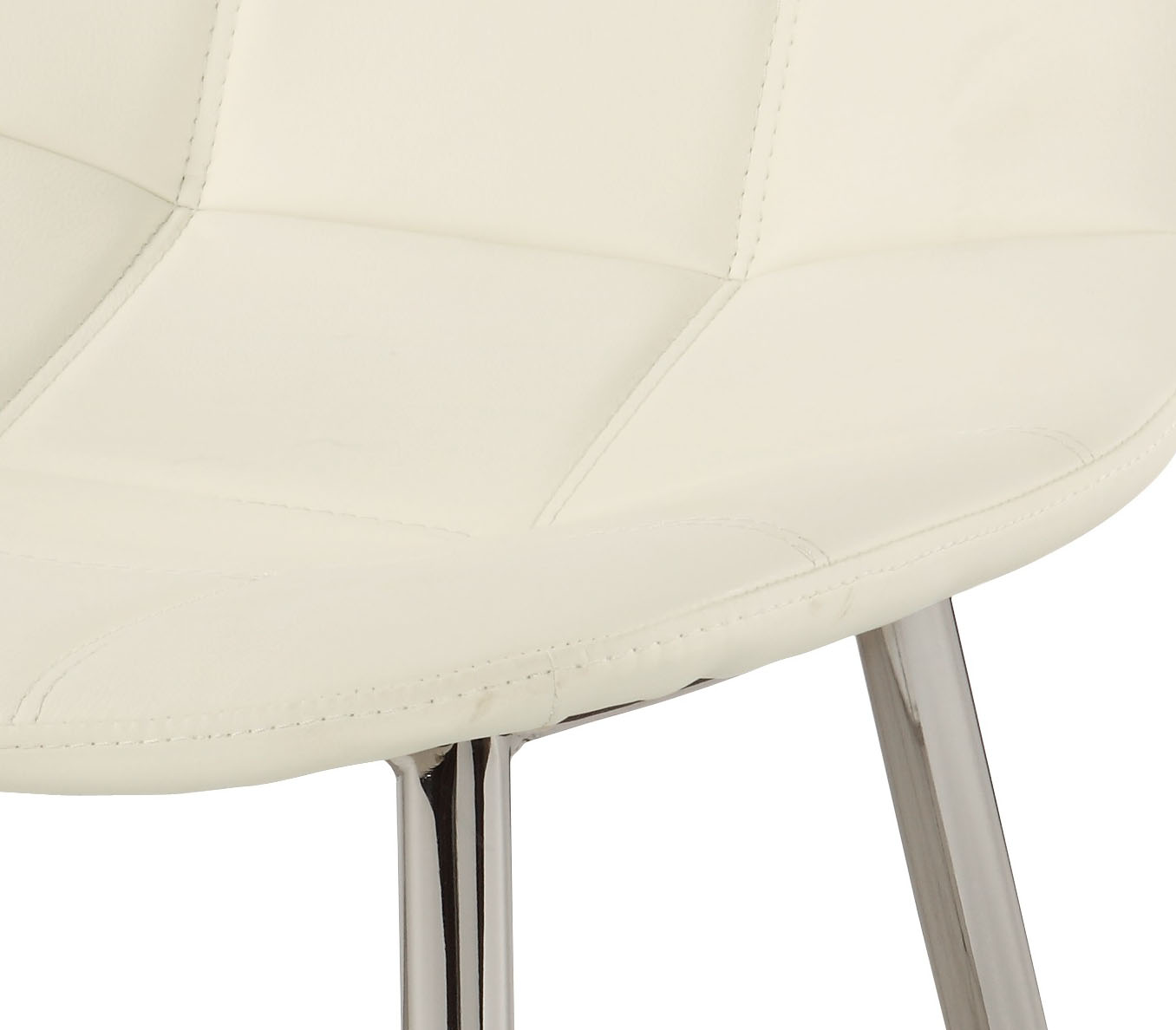 Contemporary White Upholstered Side Chair with Chrome Legs - Click Image to Close