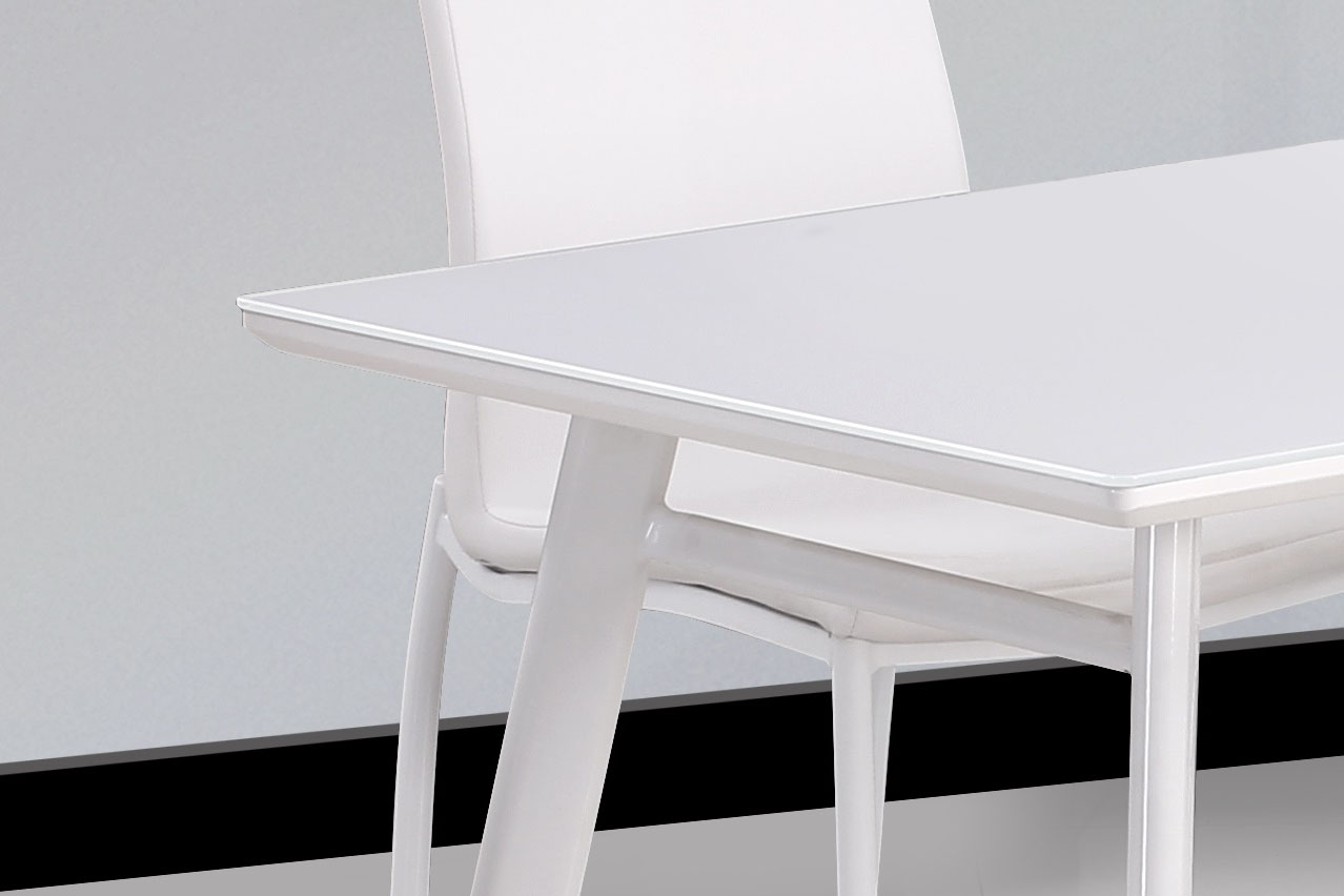 White Upholstered Side Chairs with Glossy White Finished Legs - Click Image to Close