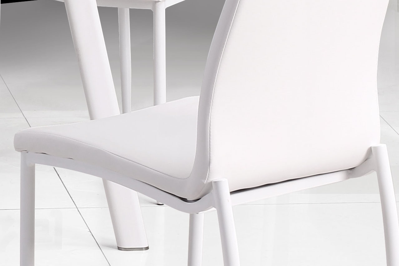 White Upholstered Side Chairs with Glossy White Finished Legs - Click Image to Close