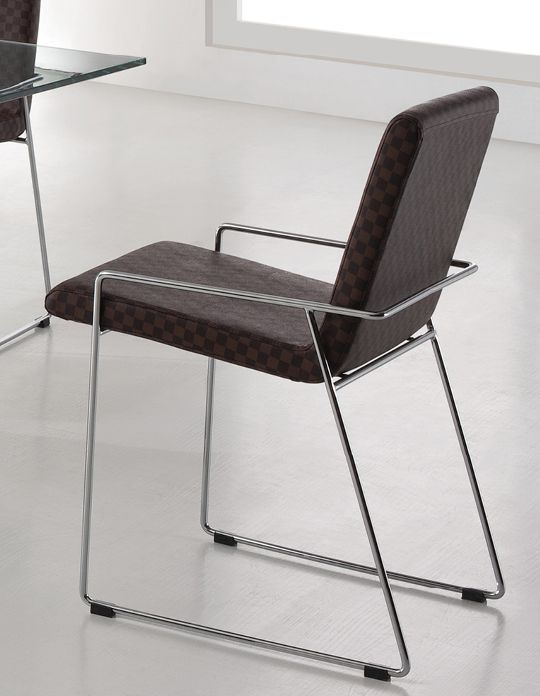 Brown Contemporary Dining Chair with Metal Frame - Click Image to Close