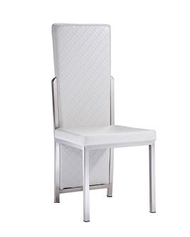 Elegant White Leatherette Dining Chair with High Back