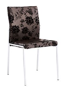 Contemporary Dining Chair with Flower Pattern and Metal Frame