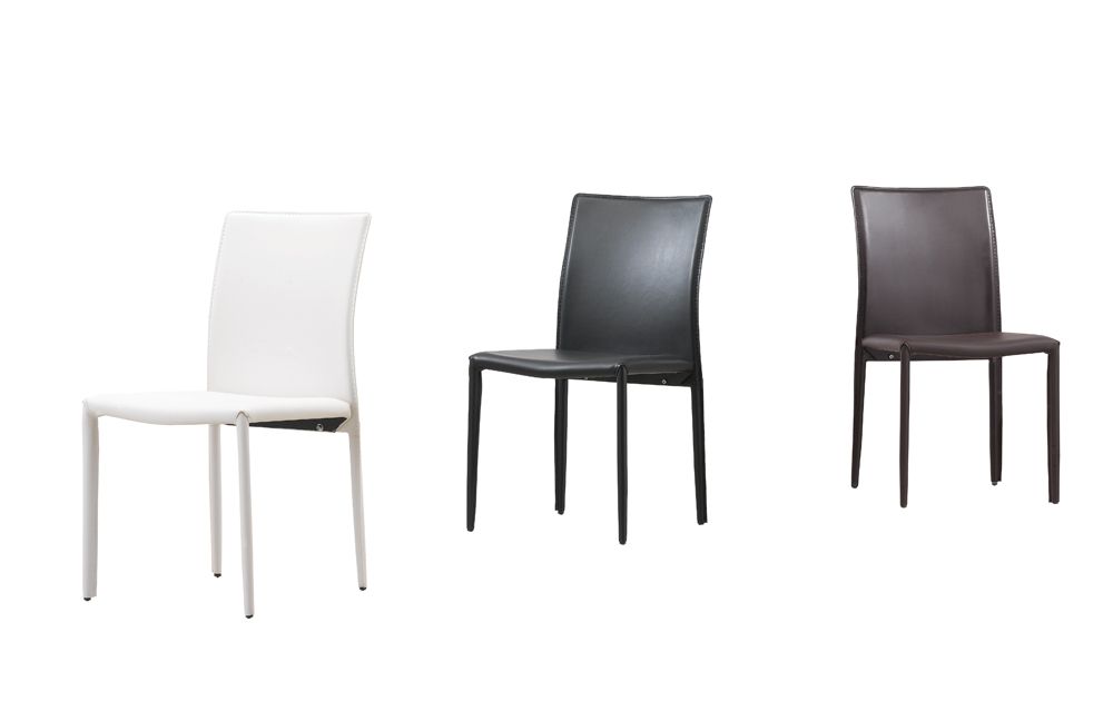 Contemporary Leatherette Dining Chair in Black, Brown or White - Click Image to Close