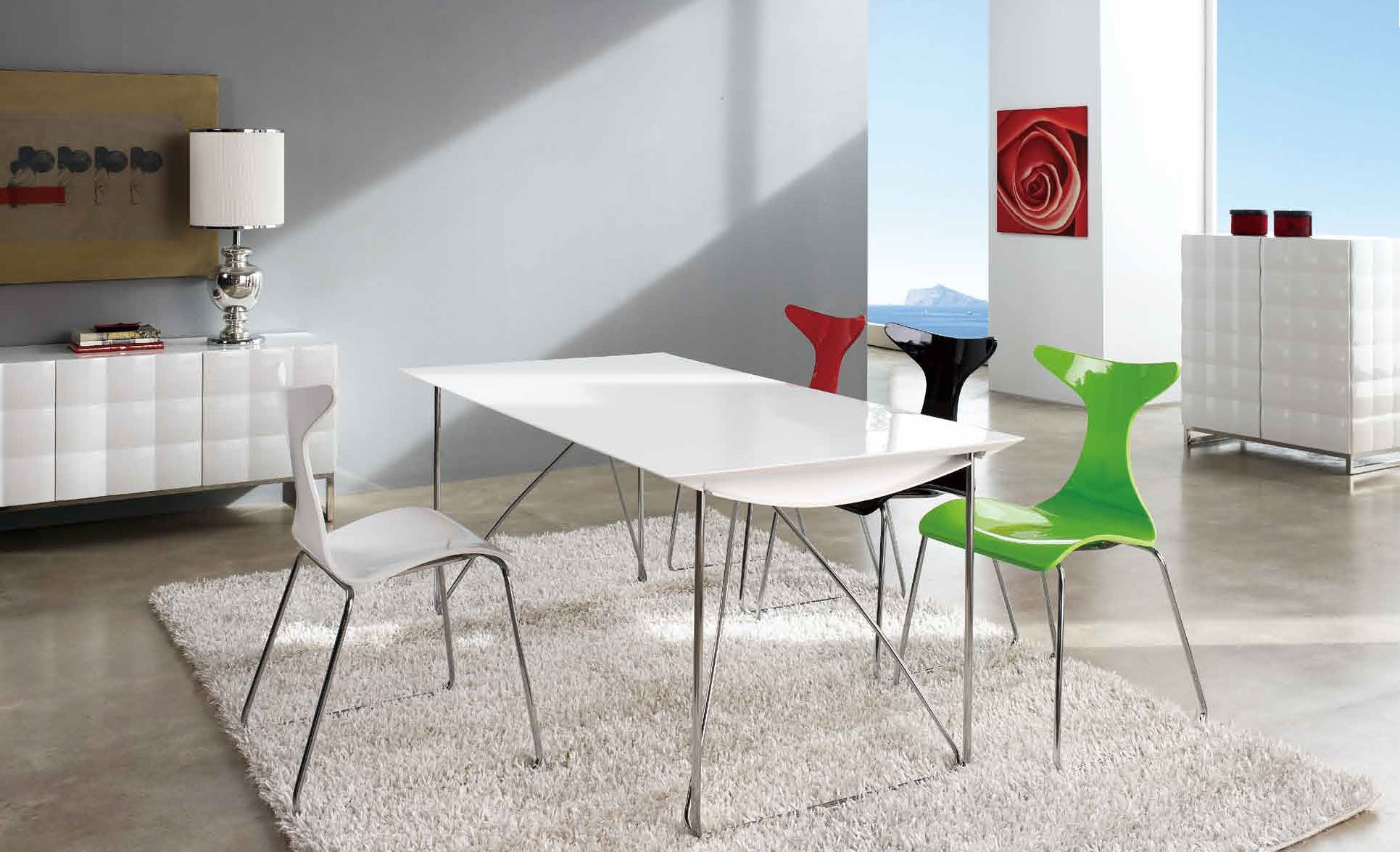 Spain Made Exclusive Glossy Side Chairs with Four Color Options - Click Image to Close