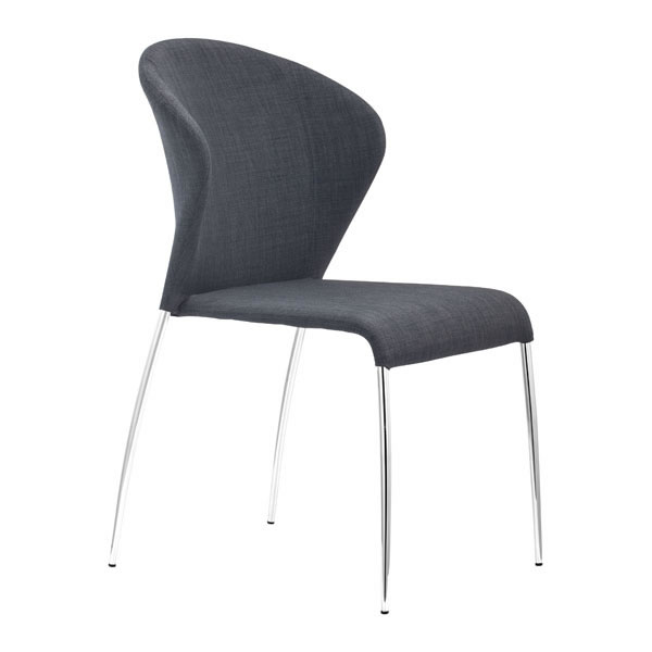 Contemporary Tangerine or Graphite Fabric Dining Chair with Chrome Legs - Click Image to Close