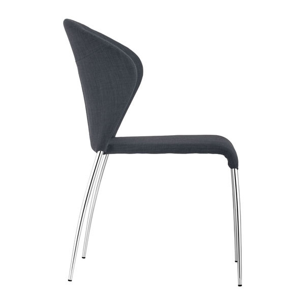 Contemporary Tangerine or Graphite Fabric Dining Chair with Chrome Legs - Click Image to Close