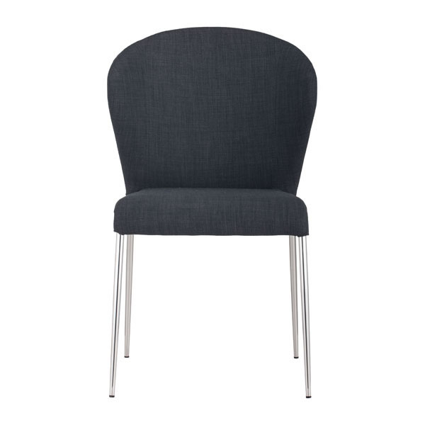 Contemporary Tangerine or Graphite Fabric Dining Chair with Chrome Legs - Click Image to Close