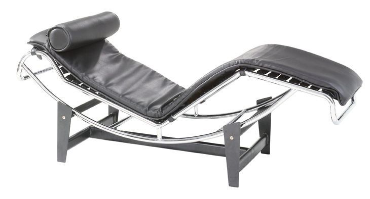 Leatherette Corbusier Chaise with Adjustable Tilt - Click Image to Close
