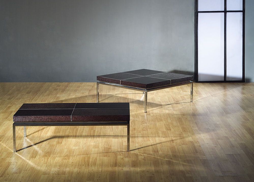 Rectangular Coffee Table with Metal Base and Wood Top - Click Image to Close