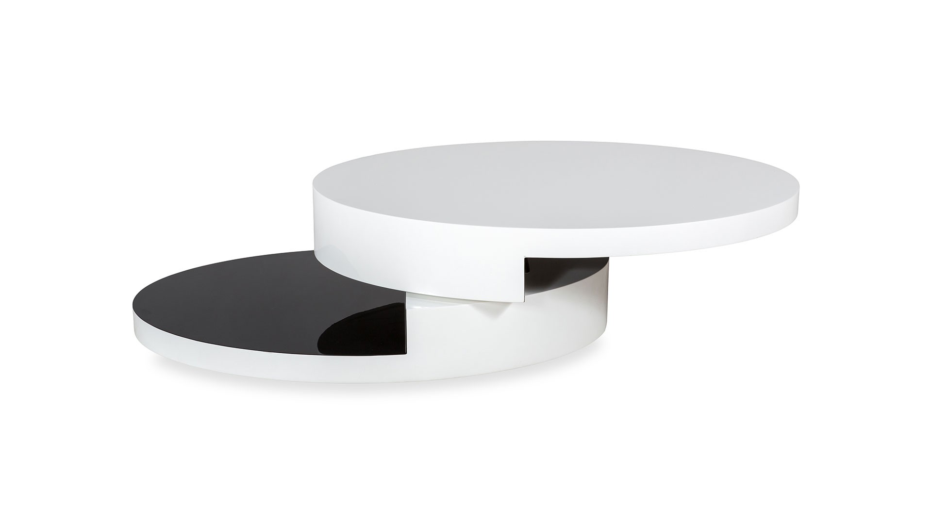 High Gloss White and Black Oval Coffee Table - Click Image to Close