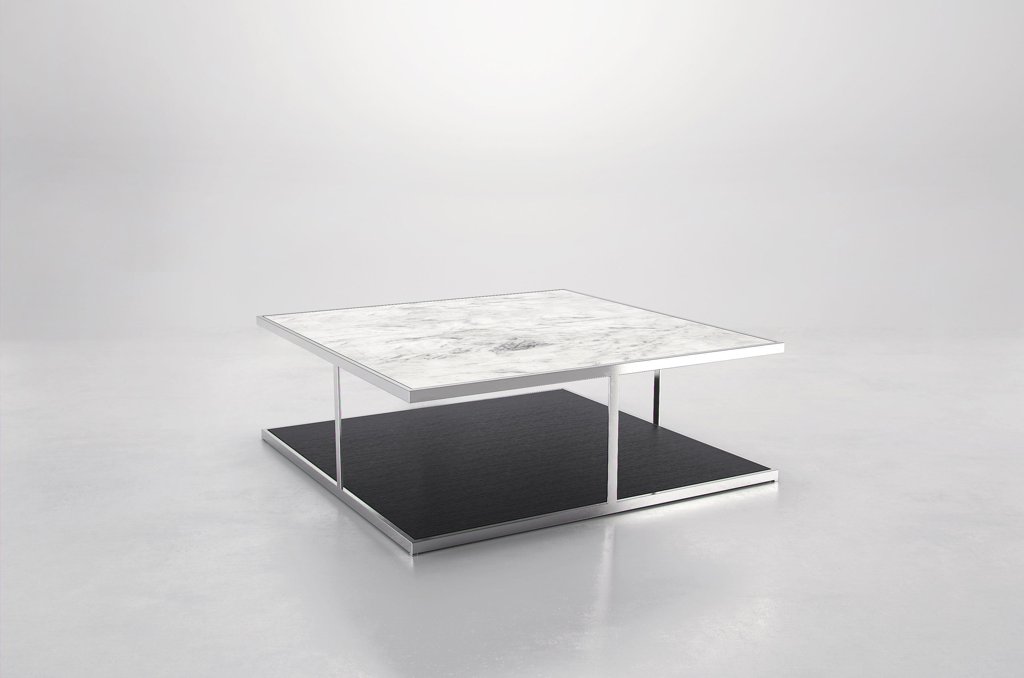 Contemporary Wenge Wood Coffee Table With White Italian Marble Top