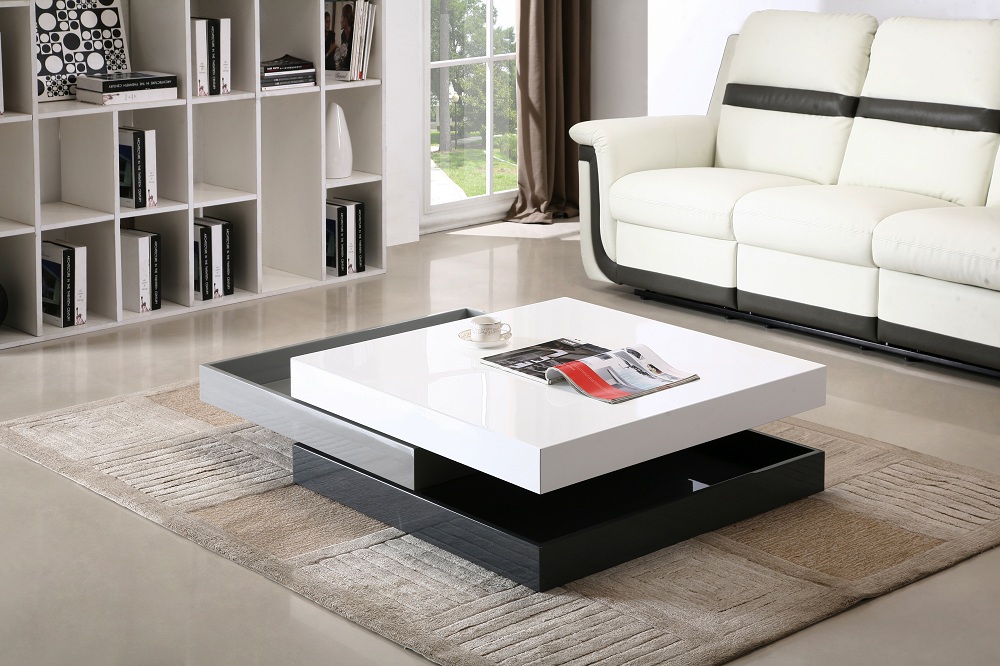 Madison White Grey Black 360 Degrees Motion Storage Coffee Table - Click Image to Close