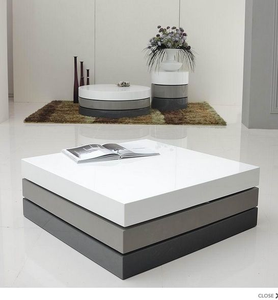 Lacquered 3 Tone Square Coffee Table - Click Image to Close