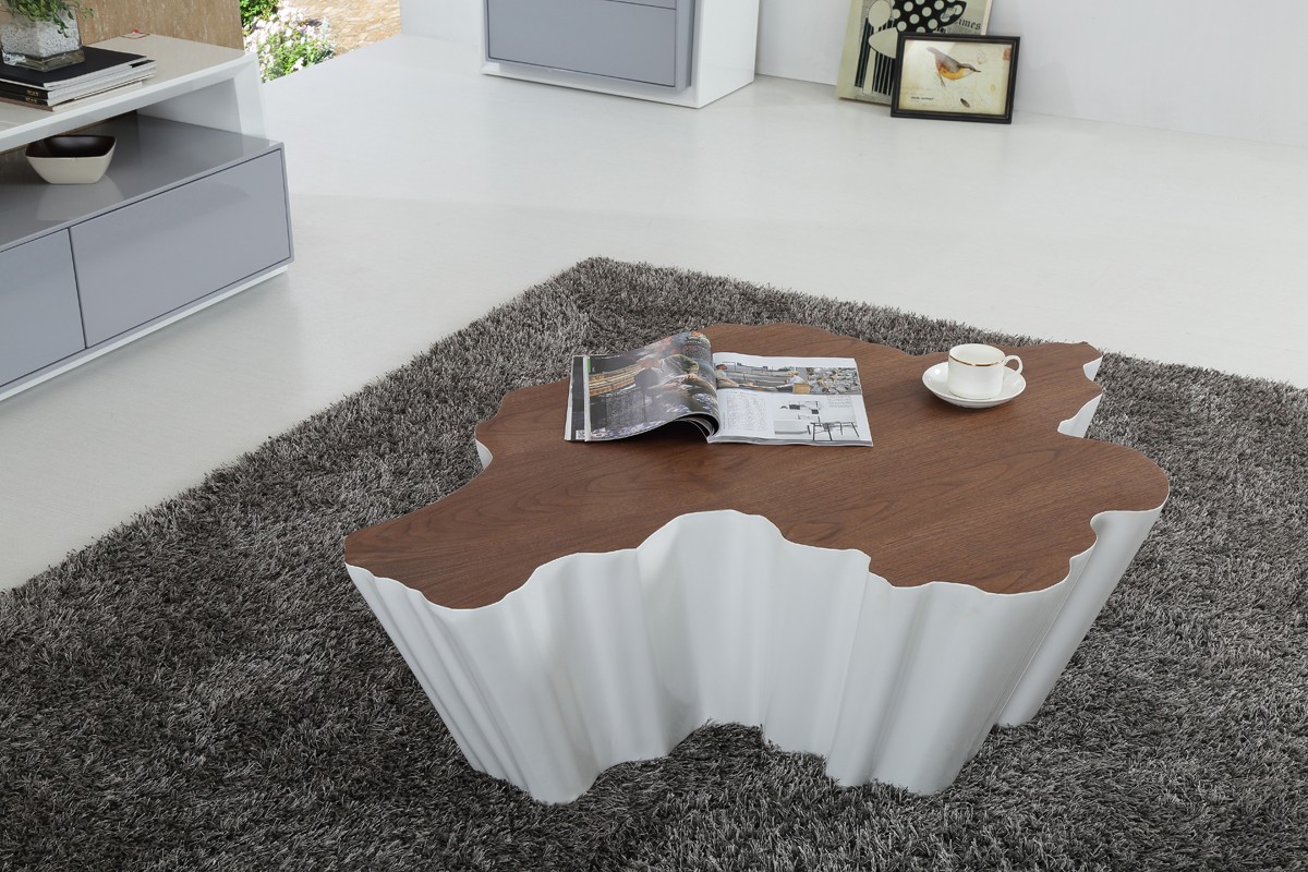 Modern Walnut And White Gloss Coffee Table