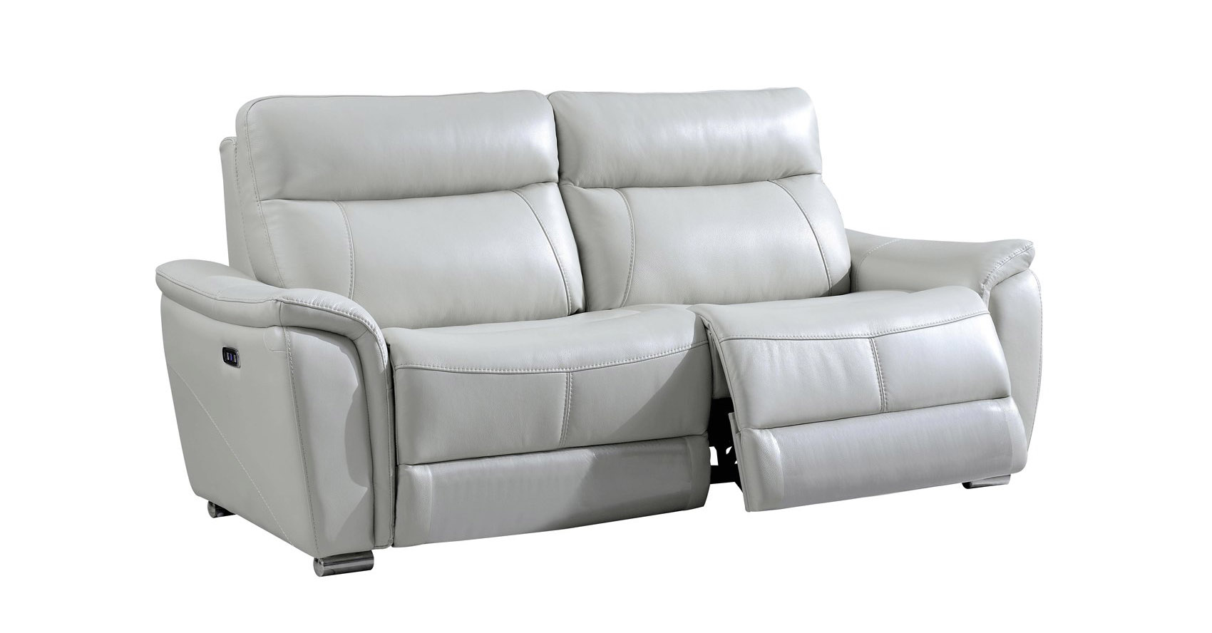 Light Grey Top-Grain Italian Leather Sofa Set - Click Image to Close