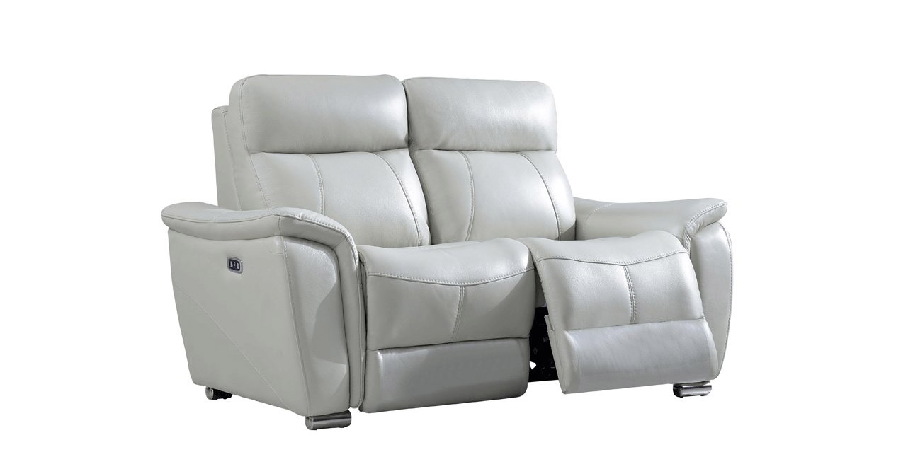 Light Grey Top-Grain Italian Leather Sofa Set - Click Image to Close