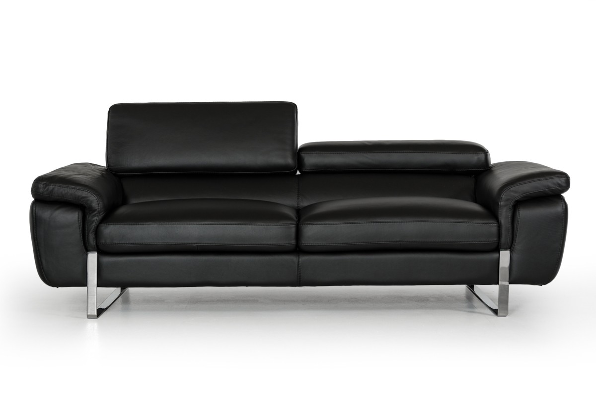 Italian Made Black Top Grain Full Leather Sofa Set - Click Image to Close