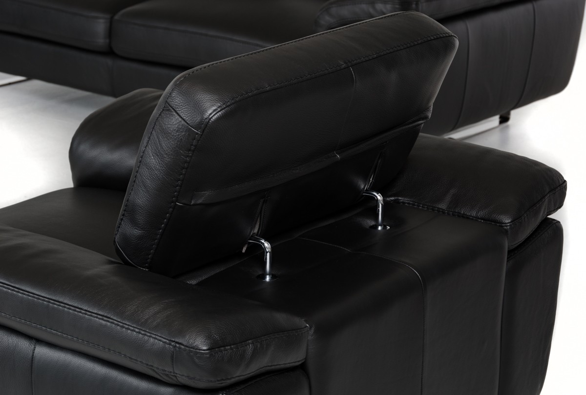 Italian Made Black Top Grain Full Leather Sofa Set - Click Image to Close
