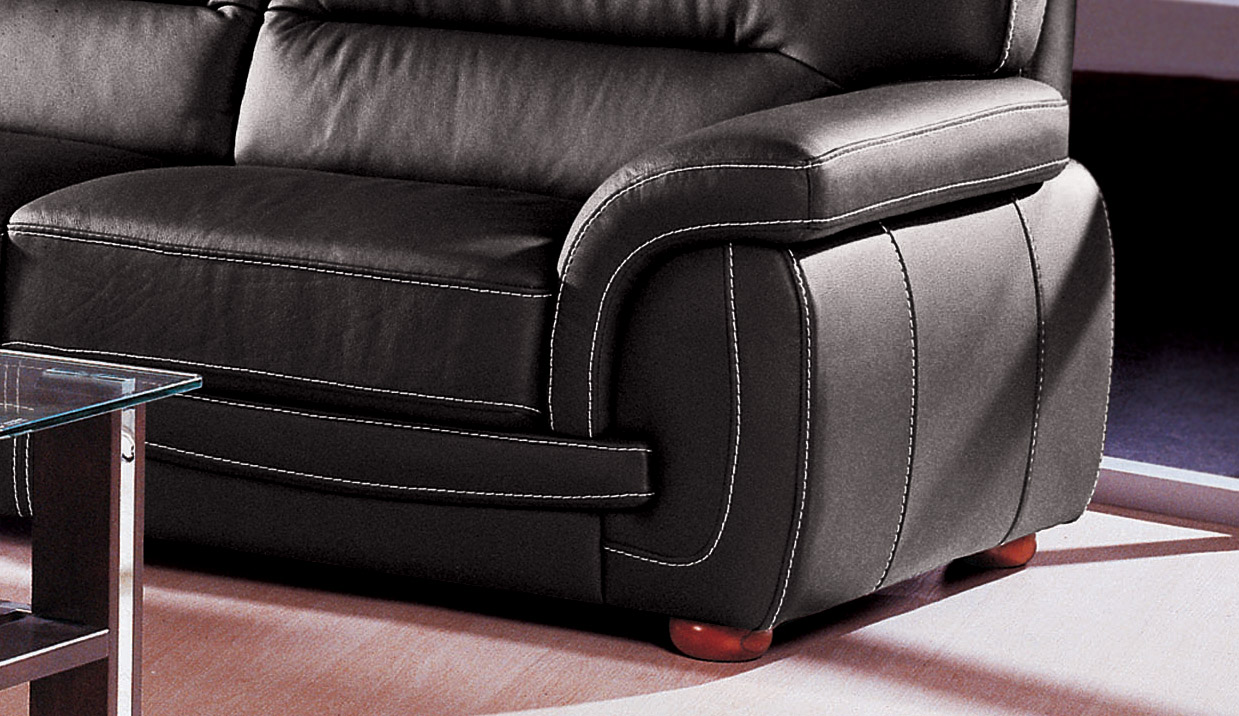 Black Italian Leather 3 pcs Sofa Set Garne - Click Image to Close