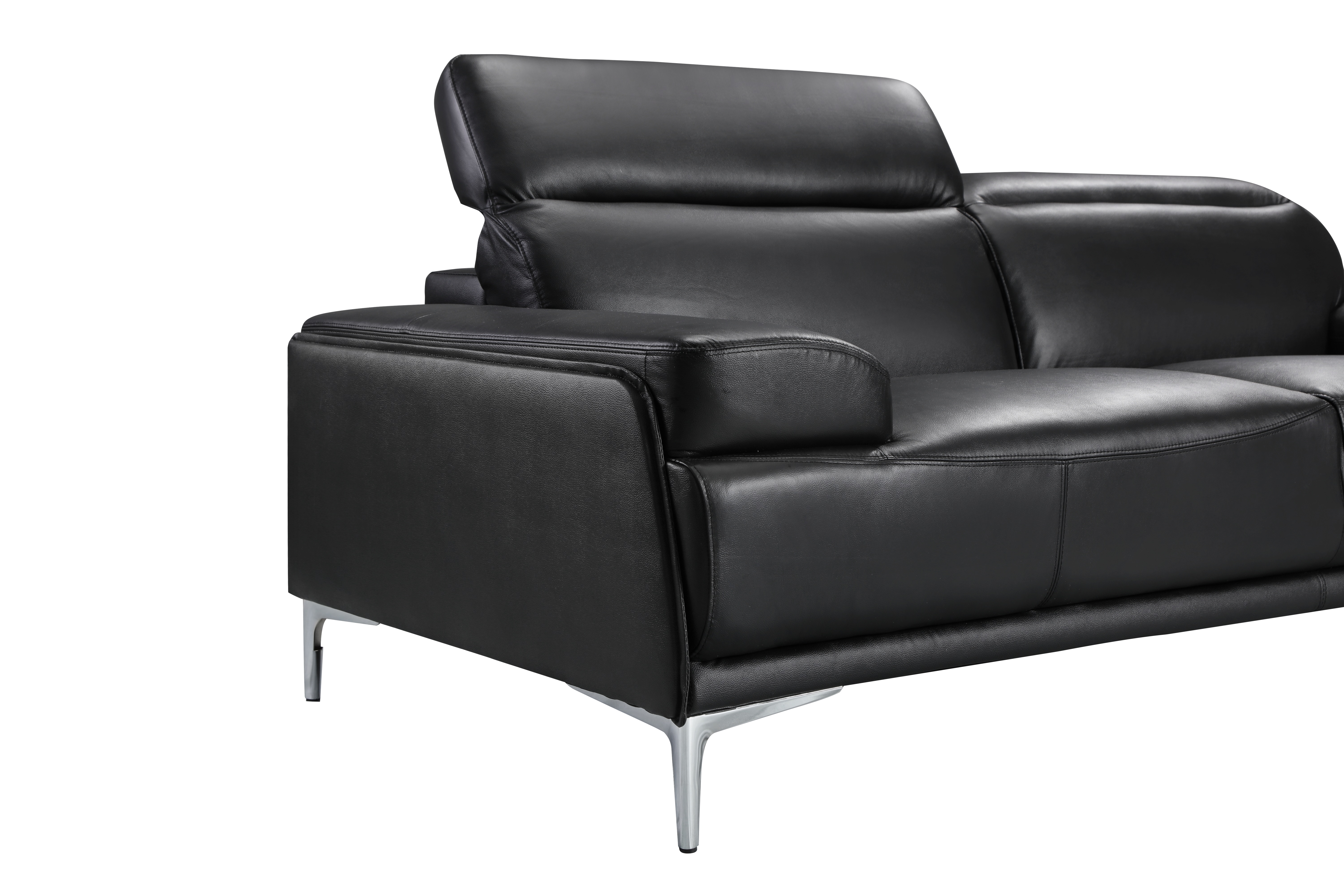 Contemporary Black Leather Living Room Sofa Set - Click Image to Close