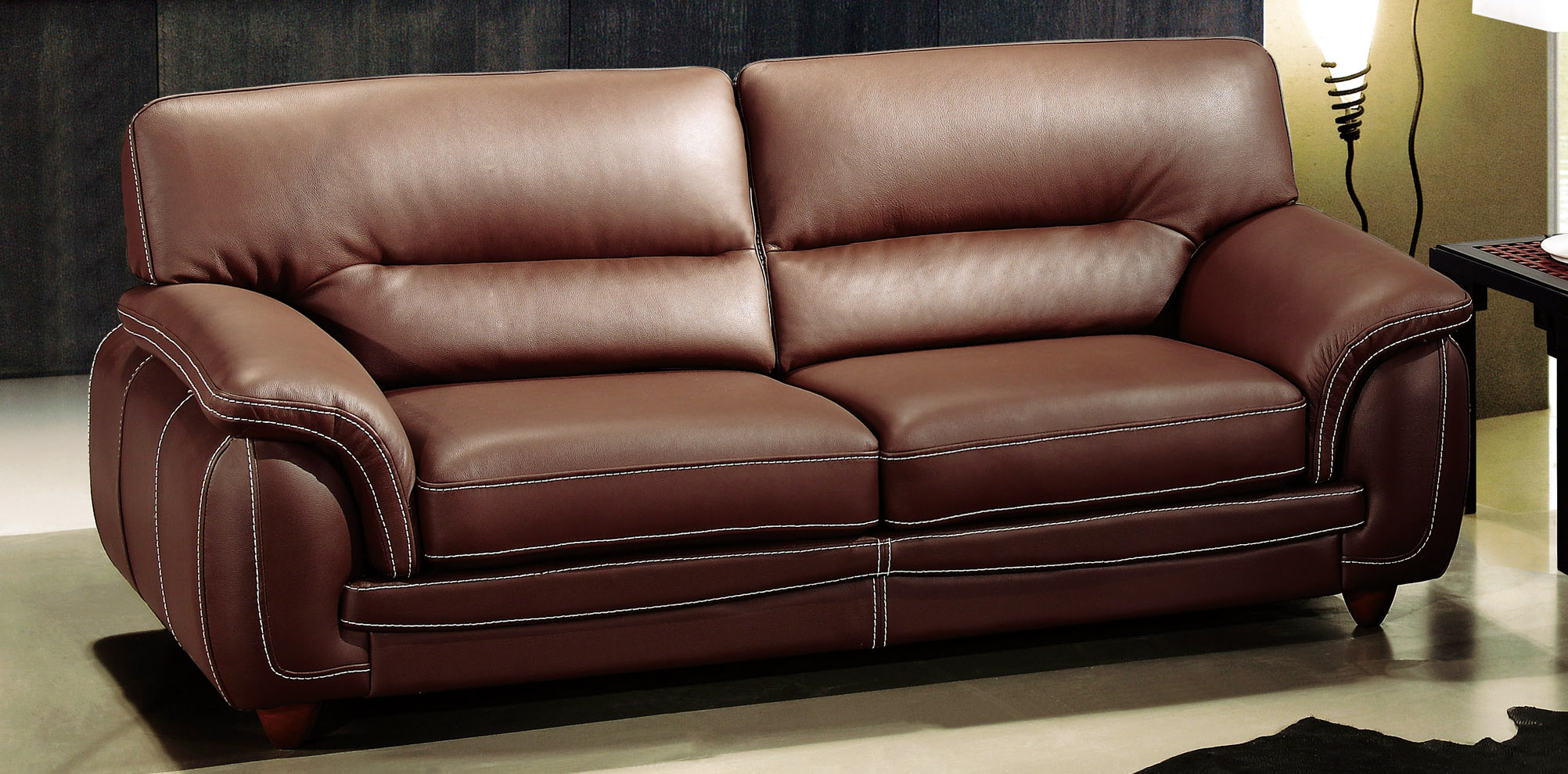 Chocolate Brown Leather Three Piece Living Room Set - Click Image to Close