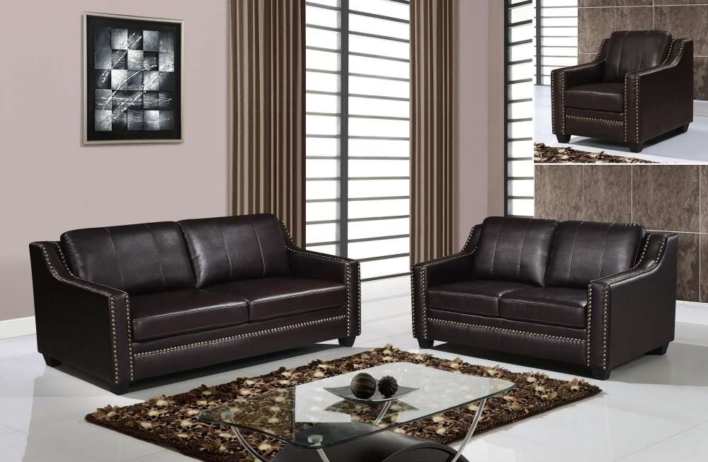Clic Style Brown Sofa Set With Studded Accents Houston Texas Gf7451